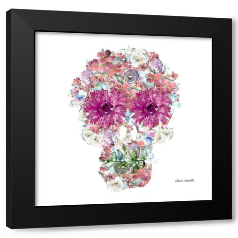 Floral Sugar Skull Black Modern Wood Framed Art Print with Double Matting by Loreth, Lanie