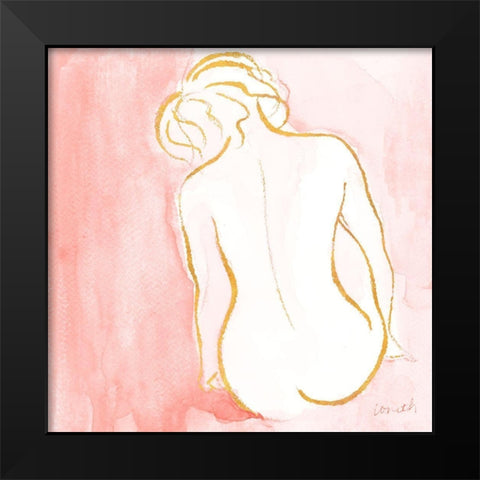 Female Watercolor Figure on Rose I Black Modern Wood Framed Art Print by Loreth, Lanie