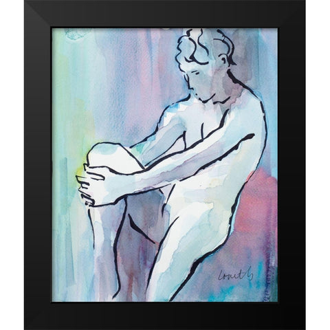 Seated Male Figure Black Modern Wood Framed Art Print by Loreth, Lanie