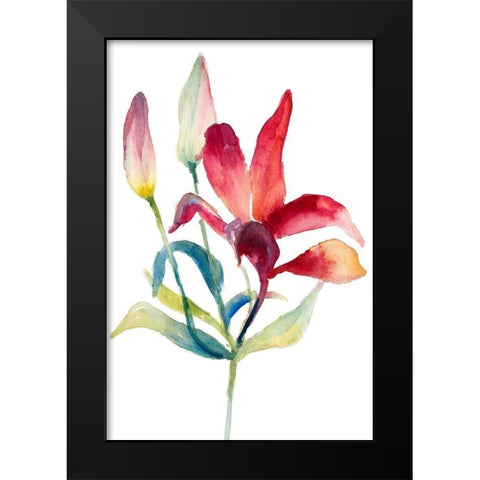 Crimson Paradise Lily Black Modern Wood Framed Art Print by Loreth, Lanie