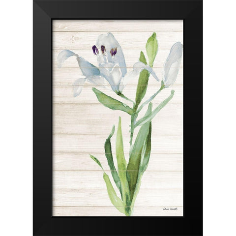 Soft Blue Paradise Lily Black Modern Wood Framed Art Print by Loreth, Lanie