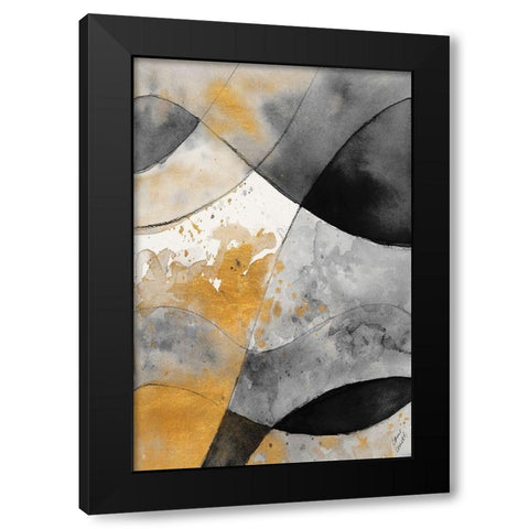 Grey and Gold Fantasy II Black Modern Wood Framed Art Print by Loreth, Lanie