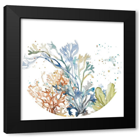Under the Sea Plants Circle Black Modern Wood Framed Art Print by Pinto, Patricia