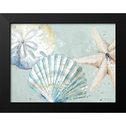 Beach Shells Black Modern Wood Framed Art Print by Pinto, Patricia