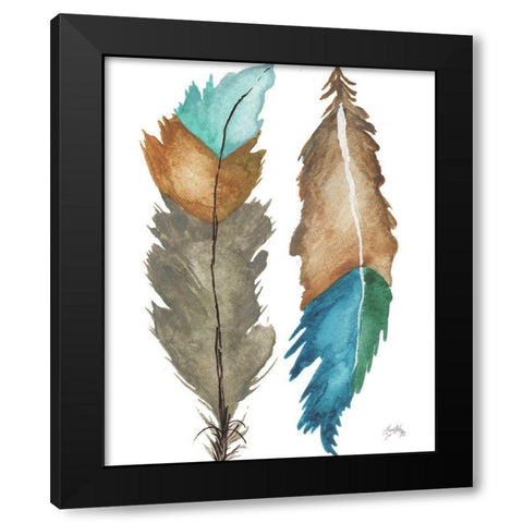 Decorative Feathers Black Modern Wood Framed Art Print by Medley, Elizabeth