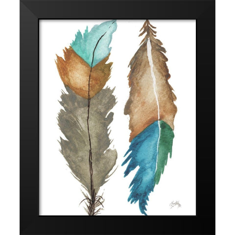 Decorative Feathers Black Modern Wood Framed Art Print by Medley, Elizabeth