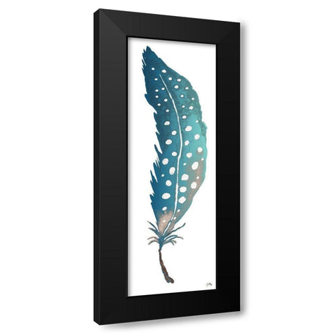 Dotted Blue Feather II Black Modern Wood Framed Art Print with Double Matting by Medley, Elizabeth