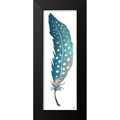 Dotted Blue Feather II Black Modern Wood Framed Art Print by Medley, Elizabeth