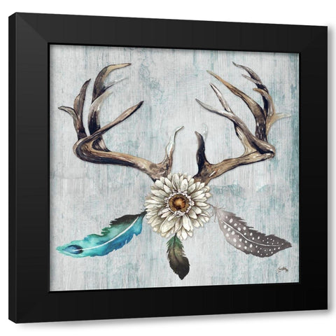 Feathery Antlers I Black Modern Wood Framed Art Print with Double Matting by Medley, Elizabeth