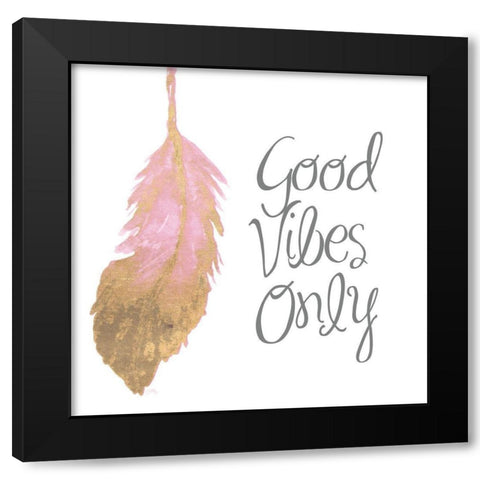 Good Vibes And Smiles II Black Modern Wood Framed Art Print with Double Matting by Medley, Elizabeth