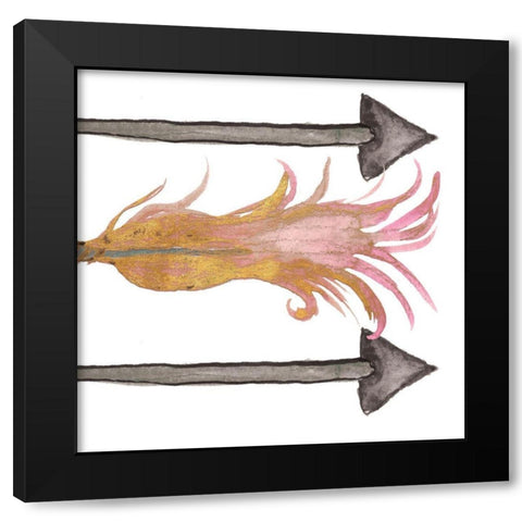 Feathers And Arrows I Black Modern Wood Framed Art Print with Double Matting by Medley, Elizabeth