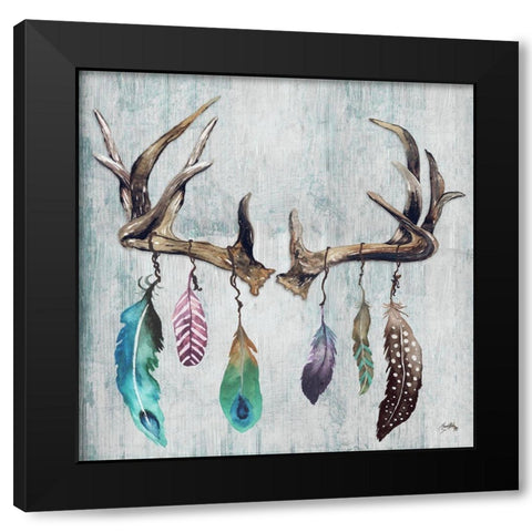 Feathery Antlers II Black Modern Wood Framed Art Print with Double Matting by Medley, Elizabeth