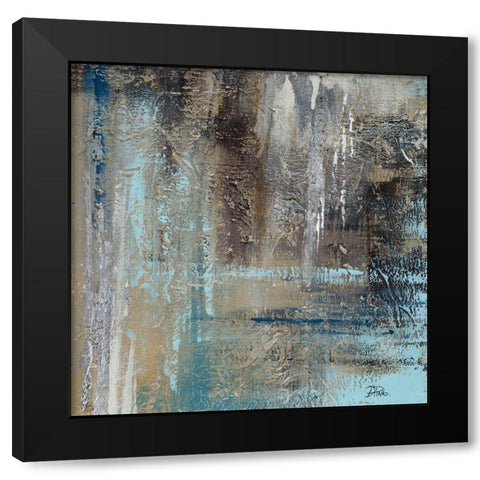 Abstract on Teal Black Modern Wood Framed Art Print with Double Matting by Pinto, Patricia