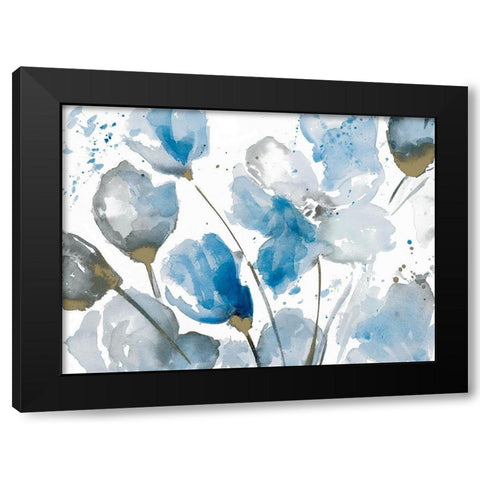 Blue Abstract Floral II Black Modern Wood Framed Art Print by Loreth, Lanie
