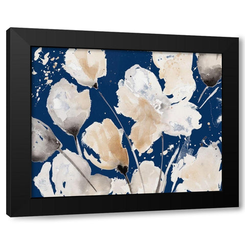 Neutral Floral On Indigo II Black Modern Wood Framed Art Print by Loreth, Lanie