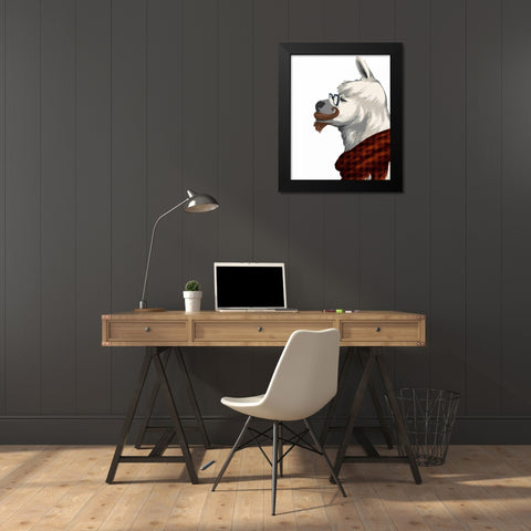 Wise Llama Black Modern Wood Framed Art Print by SD Graphics Studio