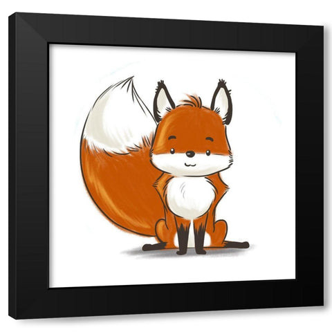 Kids Fox Black Modern Wood Framed Art Print with Double Matting by SD Graphics Studio