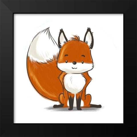Kids Fox Black Modern Wood Framed Art Print by SD Graphics Studio