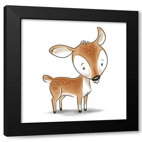 Kids Deer Black Modern Wood Framed Art Print with Double Matting by SD Graphics Studio