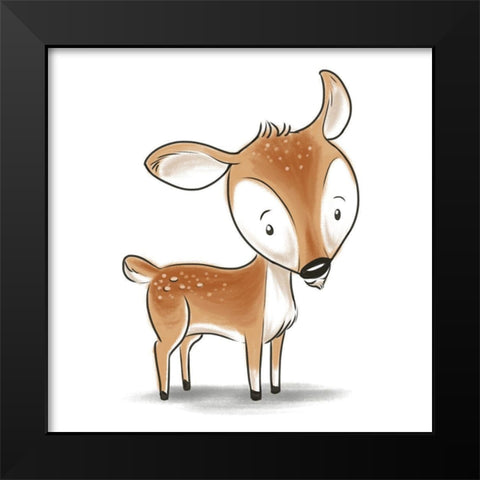 Kids Deer Black Modern Wood Framed Art Print by SD Graphics Studio