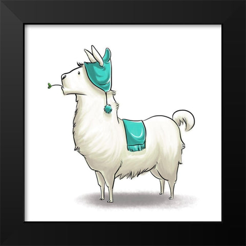 Kids Llama Black Modern Wood Framed Art Print by SD Graphics Studio