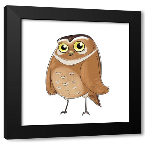 Kids Owl Black Modern Wood Framed Art Print by SD Graphics Studio