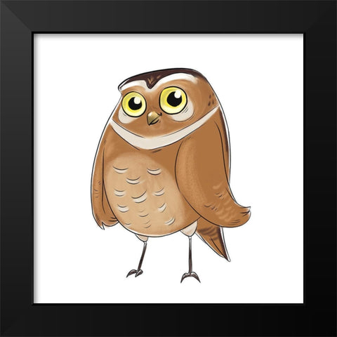 Kids Owl Black Modern Wood Framed Art Print by SD Graphics Studio