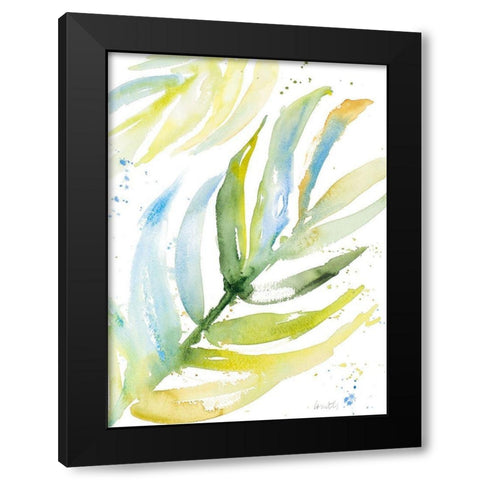 Blue Green Palm Fronds I Black Modern Wood Framed Art Print by Loreth, Lanie