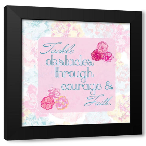 Faith and Love Floral I Black Modern Wood Framed Art Print by James, Nola