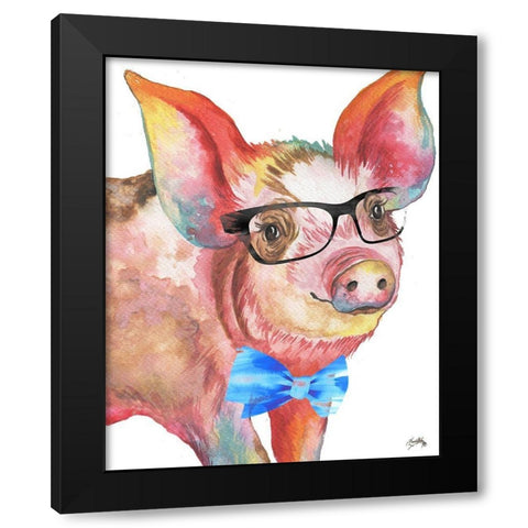 Nerdy Pig Black Modern Wood Framed Art Print by Medley, Elizabeth