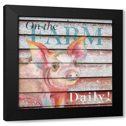 Barn to Farm Pig I Black Modern Wood Framed Art Print with Double Matting by Medley, Elizabeth
