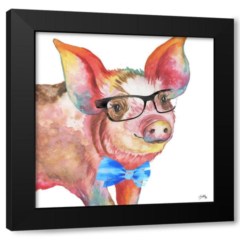 Nerdy Pig Black Modern Wood Framed Art Print with Double Matting by Medley, Elizabeth
