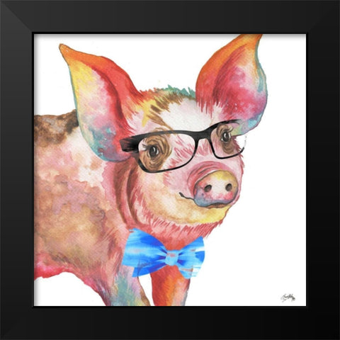 Nerdy Pig Black Modern Wood Framed Art Print by Medley, Elizabeth