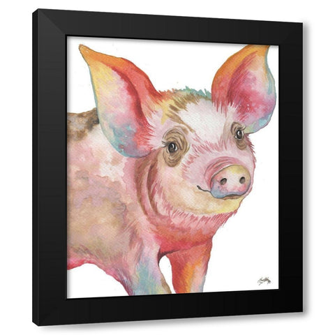 Pig I Black Modern Wood Framed Art Print with Double Matting by Medley, Elizabeth