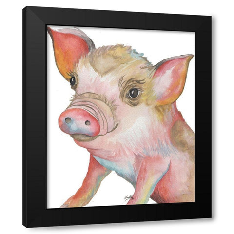 Pig II Black Modern Wood Framed Art Print with Double Matting by Medley, Elizabeth