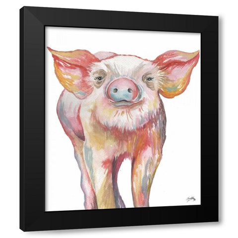 Pig III Black Modern Wood Framed Art Print with Double Matting by Medley, Elizabeth