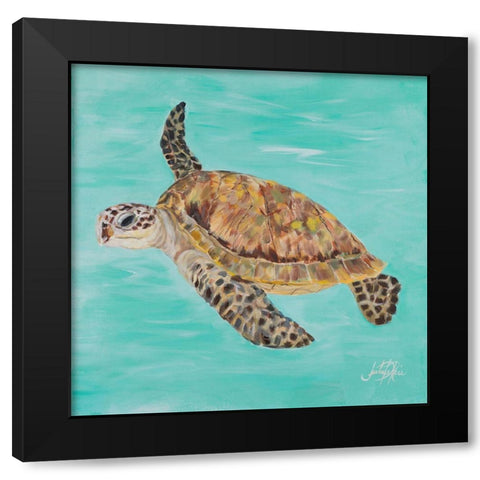 Sea Turtle II Black Modern Wood Framed Art Print with Double Matting by DeRice, Julie