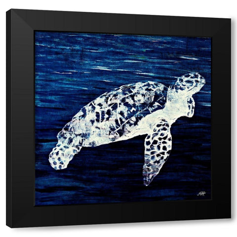 Swim Along II Black Modern Wood Framed Art Print with Double Matting by DeRice, Julie