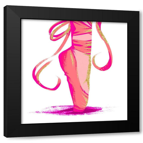 Bright Gold Ballet I Black Modern Wood Framed Art Print with Double Matting by SD Graphics Studio