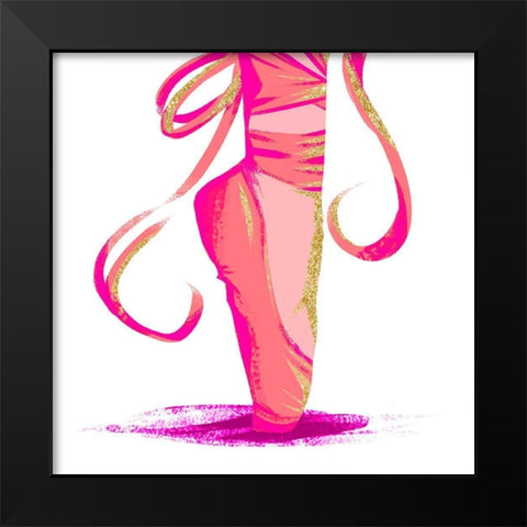 Bright Gold Ballet I Black Modern Wood Framed Art Print by SD Graphics Studio