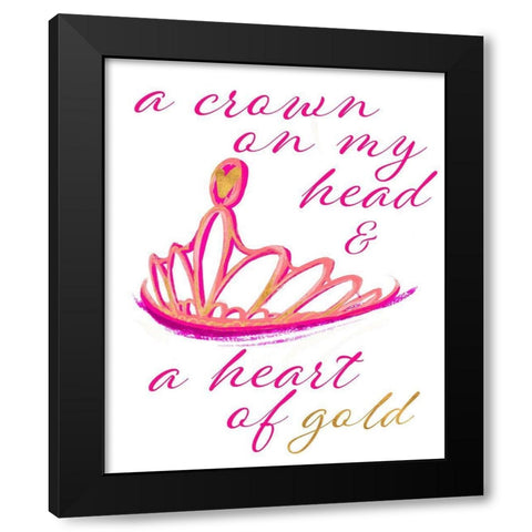 Crown And Heart Black Modern Wood Framed Art Print by SD Graphics Studio