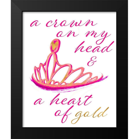 Crown And Heart Black Modern Wood Framed Art Print by SD Graphics Studio