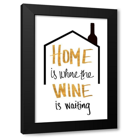 Wine is Waiting Black Modern Wood Framed Art Print by SD Graphics Studio