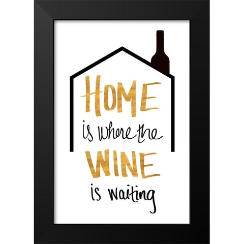 Wine is Waiting Black Modern Wood Framed Art Print by SD Graphics Studio