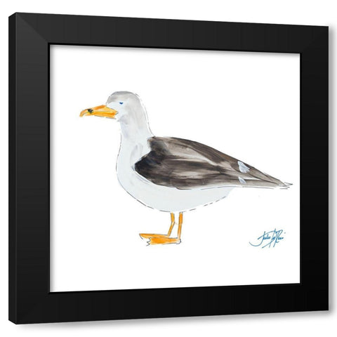 Seagull on White Black Modern Wood Framed Art Print by DeRice, Julie