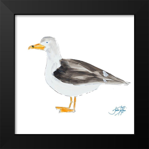 Seagull on White Black Modern Wood Framed Art Print by DeRice, Julie