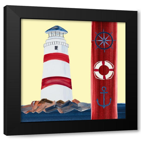 Lighthouse On The Sea Black Modern Wood Framed Art Print with Double Matting by DeRice, Julie