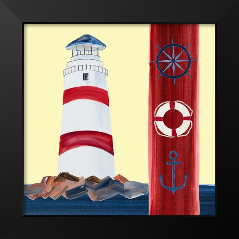 Lighthouse On The Sea Black Modern Wood Framed Art Print by DeRice, Julie