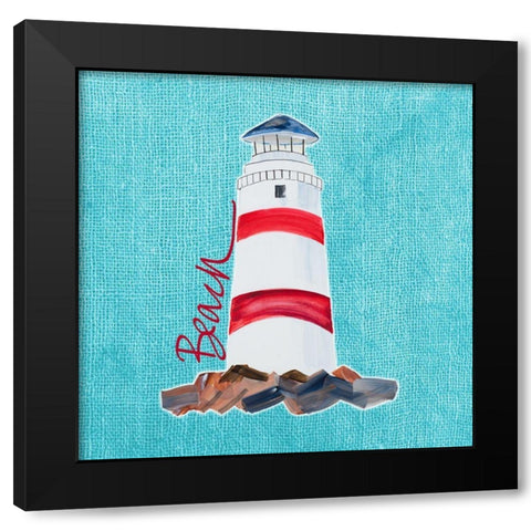 Beach Lighthouse Black Modern Wood Framed Art Print with Double Matting by DeRice, Julie