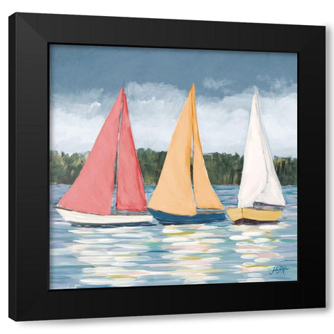 Soft Pastel Sails Black Modern Wood Framed Art Print by DeRice, Julie